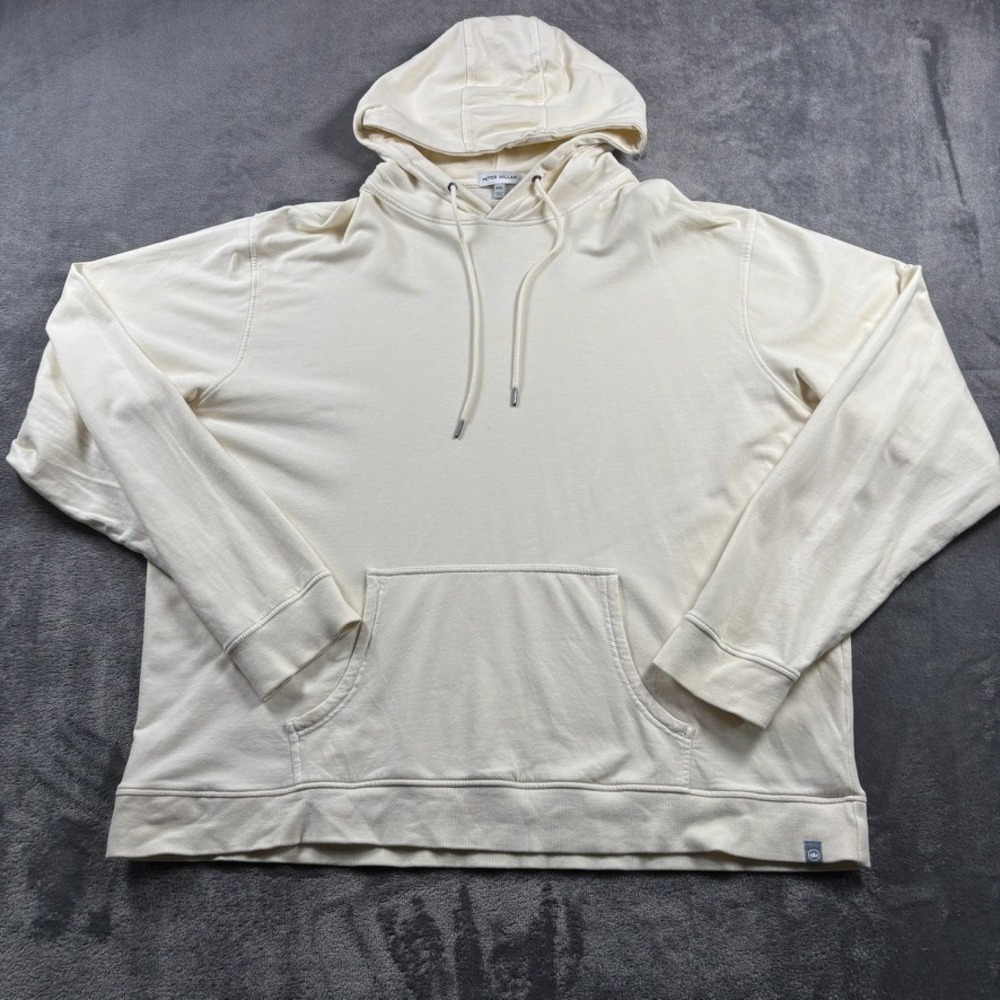 Peter Millar Hoodie Mens 2XL Ivory Lava Wash Performance Pullover Golf Sweater